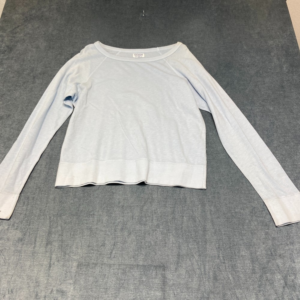 Civilianaire Sweatshirt Women Large Light Blue Raglan Sleeve Travel Outdoor Cozy